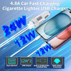 [Apple MFi Certified] iPhone Fast Car Charger, 2Pack 4.8A Dual USB Car Power Cigarette Lighter USB Car Carplay Charger Adapter with Lightning Cable for iPhone 14 13 12 11 Pro XS XR X 8 iPad
