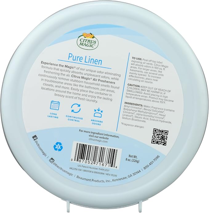 Odor Absorbing Solid Air Freshener, Pure Linen, 8-Ounce, Pack of 1