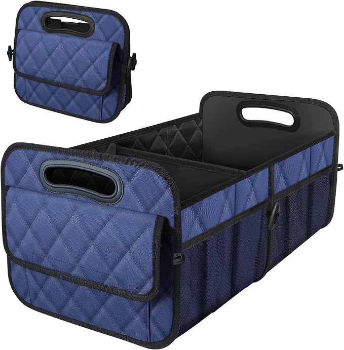 Car Trunk Organizer for SUV, Car Organizers and Storage with Reinforced Handles, Car Accessories for Women/Men 50L Waterproof Polyester Trunk Organizer(Medium, Dark Blue)