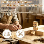 2-in-1 Wood Car Air Diffuser - Shaking Wooden Man Figurine, Wooden Car Dashboard Decorations, Shaking Feet Wooden Doll with Car Vent Clips, Funny Car Accessories Interior Gift