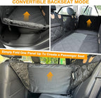 Dog Car Seat Cover for Back Seat, Hard Bottom Back Seat Extender for Dogs, Waterproof Car Hammock, Backseat Bed and Car Seat Protector, Nonslip Fit for Cars, SUVs, Trucks, 52 x 25 in, Black