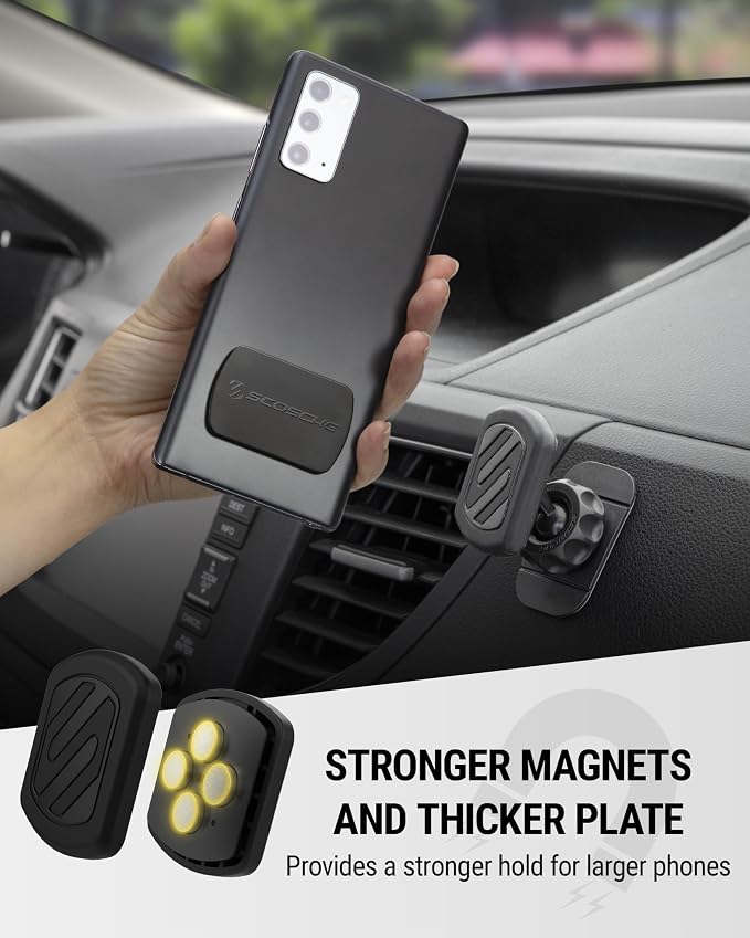 Magnetic Phone Holder for Car Dashboard with Extra Strong Magnet, Thick Metal Plate & 360° Rotation, Secure Cell Phone Car Mount for Large Phones Compatible with iPhone, Samsung, Not MagSafe
