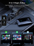 Wireless CarPlay & Android Auto Adapter Support YouTube/Netflix | Enjoy Video & Music Apps, Dual WiFi, Navigation & Gemini 3.0, Plug & Play for Factory Wired CarPlay&Android Auto