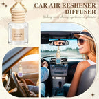 4 Pack Car Air Freshener, Wooden Lid Essential Oil Car Diffuser, Natural Long Lasting Scent for Auto Interior, Mothers Day Gifts for Mom/Women (Mahogany/Lavender/Ocean/Vanilla Cream)
