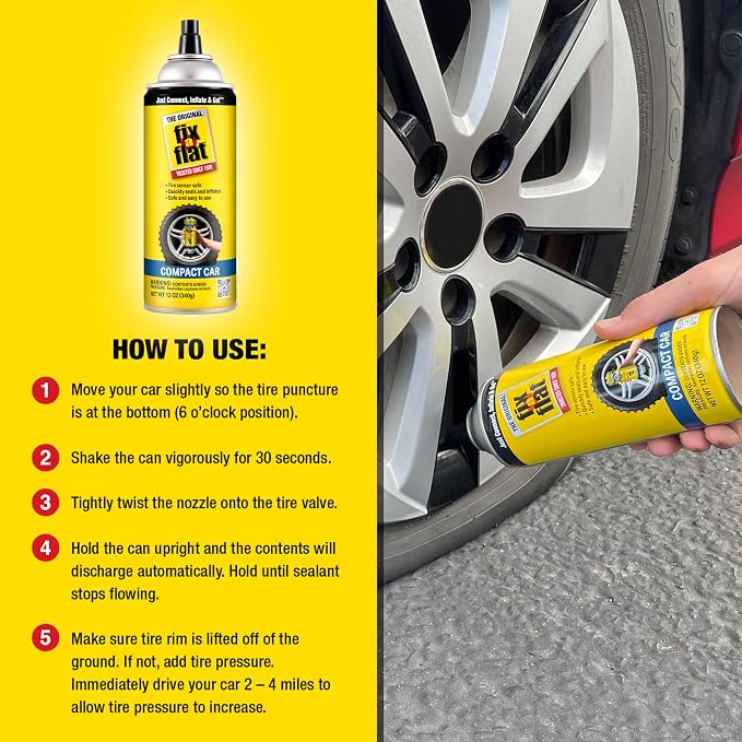 S60410-6PK Aerosol Emergency Flat Tire Repair and Inflator, for Compact Tires, Eco-Friendly Formula, Universal Fit for All Compact Cars, 12 oz. (Pack of 6)