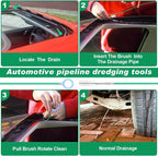 Auto Sunroof Drain Cleaning Tool,197Inch Long Pipe Cleaner for Car,Flexible Tube Cleaning Brush with 2Pcs 7.9inch Cleaning Brush Skinny Pipe Drain Dredge Cleaning Tool for Car Sunroof Wiper Drain Hole