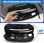2 Pack Car Visor Organizer Sun Visor Organizer Tactical with Zipper Storage Pouch and Sunglasses Holder Clip for Truck Police Vehicle Equipment