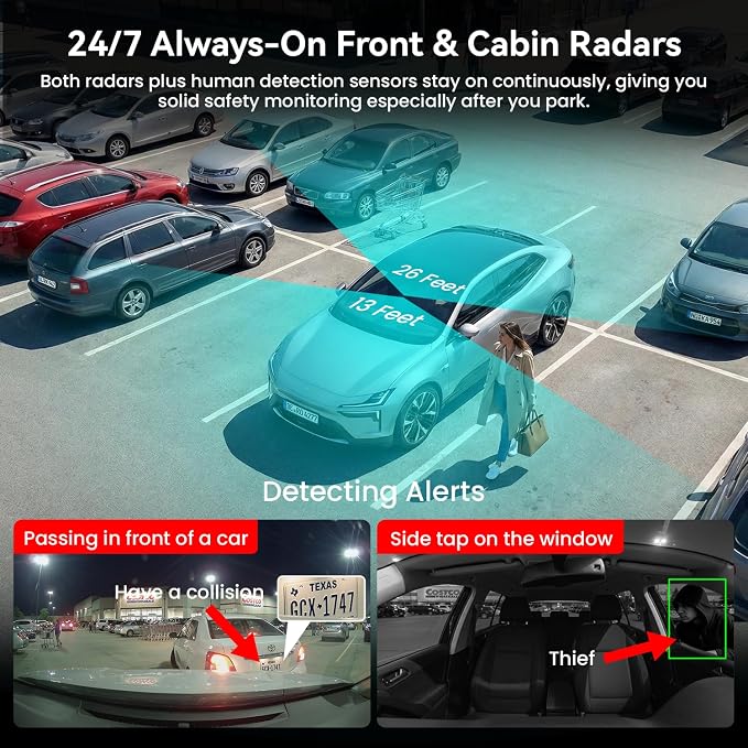 4G LTE Dash Cam with Live-Streaming, Anti-Theft Car Security Camera, Instant Alert via App, Cloud & SD Storage, 2K+1080P Front Inside, No Screen, IR Night Vision, 24/7 Parking Mode, GPS, OBD