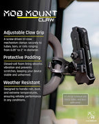 Mob Mount Claw with 360° Rotation - Universal Phone Mounting Clamp for Motorcycle, Jeep, Dirt Bike, Car, ATV, Boat, Truck, Emergency Vehicle - Large, Black