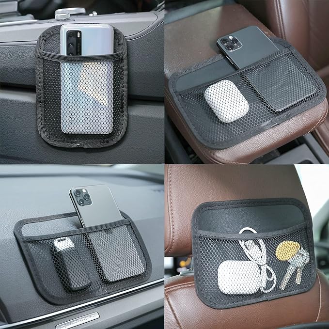INNOLIFE Car Net Pocket Side Clutter Scattered Storage Phone Holder Strong Paste Organizer 8"x5.75"(2pcs L)