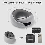 Travel Pillow, 100% Pure Memory Foam Travel Neck Pillow Airplane Neck Support Ergonomic Design Best for Sleeping Plane Car Train Office Flight for Adults Sky Blue