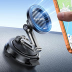 for MagSafe Car Mount, [3-Axis Adjustable] Vacuum Magnetic Phone Holder, Replaceable Suction Cup (Dashboard/Windshield), 360° Rotation, Foldable, for iPhone 17-12 Pro/Max/Plus, Carbon-Fiber