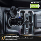 CPDCA38 38W USB-C Cigarette Lighter Adapter, Dual Car Charger with USB-A and USBC Fast Charging Port Compatible with iPhone 16/15/14/13/12, Samsung Galaxy S25/S24/S23 & Type-C Android Devices