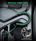 USB C Cable Fast Charging 60W 3FT/5FT, Coiled USB A to USB C Cable for Car, iPhone USB C Cable USB to Type C Charging for iPhone 17/16/15 Pro Max/Samsung Galaxy S20 S10 and More USB C Devices-Green