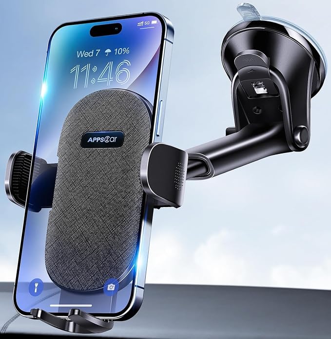 Car Phone Holder Mount for Dashboard & Windshield, Hands-Free Cell Phone Holder for Car, Compatible with iPhone Samsung All Phones, Ideal for Delivery & Uber Drivers, Fleet Vehicles