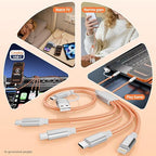 4 in 2 Multi Charging Cable, USB C Multiple Charger Cable with 3 X Type-C,1 X IP, Upgrade 2026 Travel Essentials Phone Charger Cord for iPhone 17/16/15/14,Car Accessories for Women,Orange
