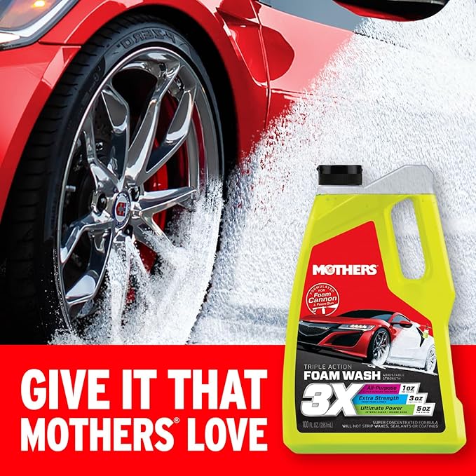 Triple Action Foam Wash, 100 oz. — pH Balanced, Eco-Friendly, Super-Sudsy, Foam Cannon, Safely Clean Without Stripping Wax, Sealant or Coating, Remove Dirt & Grime, Super Concentrated (05610)