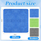 Cleaning Cloth Dry Erase Cloth Cleaning Rags Reasonable Kitchen Towels Microfiber Towels Cars Wash(6 x 6 Inch,Gray/Green/Blue,30 Pcs)