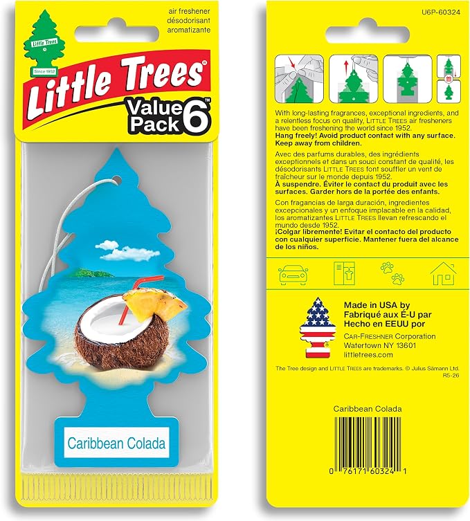 Car Air Freshener | Hanging Tree Provides Long Lasting Scent for Auto and Home | 24 Air Fresheners |Caribbean Colada