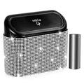 Bling Car Trash Can with Lid, Mini Auto Garbage Can with 30 Trash Bags, Leakproof Automotive Garbage Container Bin, Bling Car Accessories Trash Can for Women (Silver Diamond)