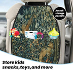 William Morris Greenery Forest Animals Pheasant Fox Blue Green Floral Car Seat Back Kick Protectors Kick Mats With Storage Pockets For Vehicles To Protect From Dirt Mud Scratches 2 Pack