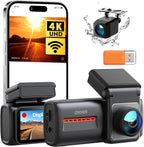 4K Dash Cam Front and Rear, WiFi 6 Dash Camera for Cars, 4K+1080P Dual Dash Camera with APP Control, Night Vision, WDR, G-Sensor, Loop Recording, 24H Parking Mode, Voice Prompt
