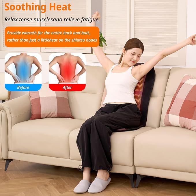 Heated Seat Cover with Fast Heat & Plush Fabric | Longer Size and Expanded Heating Area to Relieve Fatigue for Office & Home