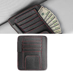 Car Sun Visor Organizer, Multifunctional Auto Visor Document Holder with Sunglasses Clip, Universal Car Interior Accessories Organizer for Drving License, Card, Pen (Carbon Fiber Black&Red)