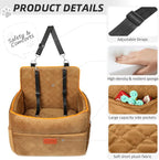 HEGGCOOE Dog Car Seat for Small Medium Dogs, Memory Foam Dog Booster Seats with Thick Cushion for Dogs Under 35lbs, Detachable Washable Pet Car Seat Travel Bed with Storage Pockets,2 Safety Belt