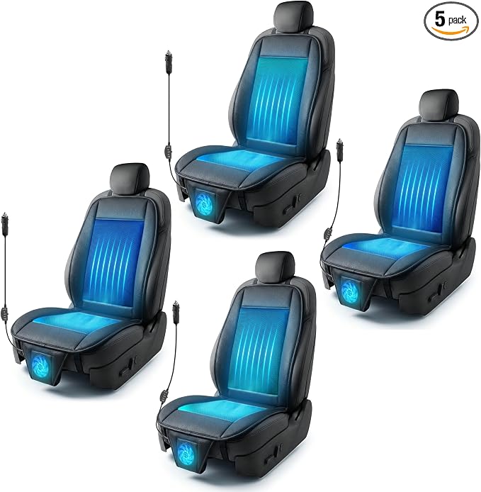 Black Cooling Car Seat Cushion 4-Pack 12V Automotive Adjustable Temperature Comfortable Car Seat Cooling Pad, Cooling Car Seat Cover for Car SUV Truck Universal Fit