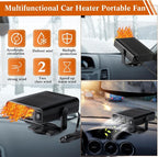 2 Pcs 12v 150w Portable Car Heater for Vehicle Plugs into Cigarette Lighter, 360° Rotatable Windshield Defroster, 2 in 1 Auto Heater Fan Defogger Warmer Electric for Cars SUV Universal(Black)