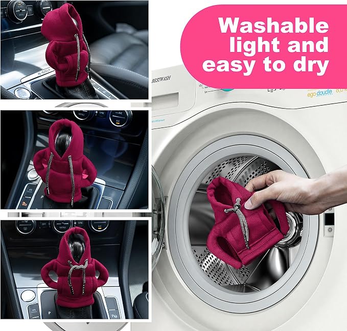 SLLAK Gear Shift Hoodie Cover, Universal Car Shift Knob Hoodie, Mini Hoodie for Car Shifter, Automotive Interior Cute Gadgets, Car Accessories and Decorations