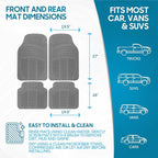 ProLiner Floor Mats for Cars Trucks SUV, 4-Piece All-Weather Car Mats with Universal Fit Design, Durable Car Floor Mats with Capture Ridges, Waterproof Rubber Floor Mats for Cars (Gray)