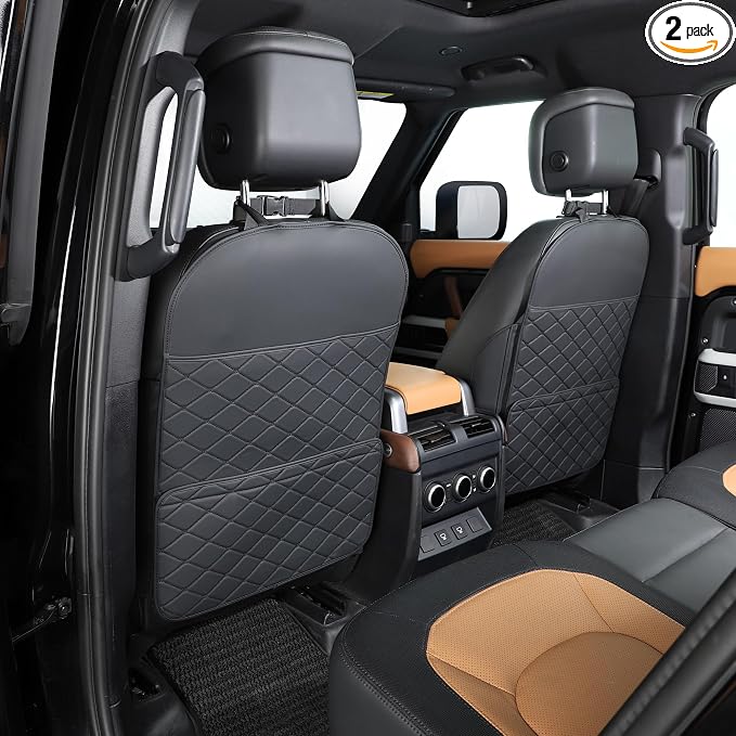 Seat Back Protector,Shields Seat Backs From Kicks and Adds Storage | kick mats back seat protector easy to install and clean, well-crafted, sturdy, durable and stylish.2 Pack