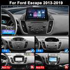 8Core 4G+64G Car Radio for Ford Escape 2013-2019: Upgrade Android 15 9" 1280 * 720P Touchscreen Stereo Head Unit CarPlay Android Auto, BT, WiFi 6, GPS, AM, FM, RDS, 36EQ, SWC, 1080P Backup Camera