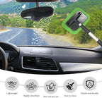 Car Windshield Cleaner Tool, Detachable Car Window Cleaner with Aluminum Extendable Handle & 2 Reusable Cloth Pads, Washable Vehicle Windshield Cleaning Wand for Exterior (Green)