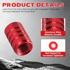 12PCS Tire Valve Stem Caps, Car Exterior Accessories, Aluminum Alloy Valve Cover Universal for Cars, Trucks, Motorcycles and Bicycles (Red)