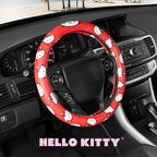 Hello Kitty Steering Wheel Cover Official Sanrio Car Accessory Universal Size 14.5 to 15 Inch Cute Red Design for Women Girls Sedans SUVs Trucks, Anti-Slip Grip, Stretch-Fit Design