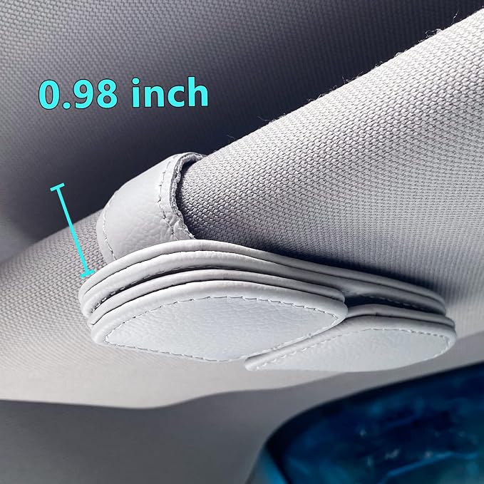 Sunglass Holder for Car Visor Clip, Magnetic Leather Eyeglass Hanger Clip for Car, Square Car Visor Accessories (Gray)