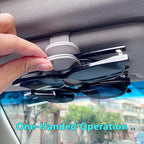 Sunglass Holder for Car Visor Clip, Magnetic Leather Eyeglass Hanger Clip for Car, Square Car Visor Accessories (Gray)