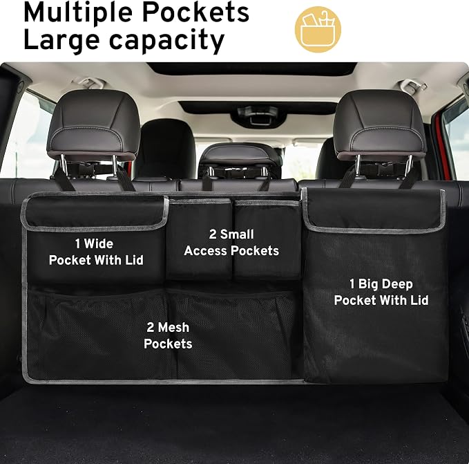 Car Trunk Organizer Storage Backseat Hanging Bag for Jeep Wrangler Grand Cherokee Renegade Cherokee Compass JL Wagoneer Patriot Liberty JK TJ Commander 2/4 Door SUV Accessories 2000-2025 2026