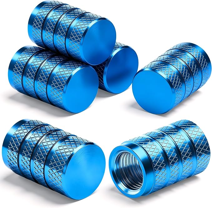 12PCS Tire Valve Stem Caps, Dust Proof, Anodized Aluminum Universal Tire Valve Stem Covers for Cars, SUV, Trucks, Bikes, Motorcycles, Bicycles(Light Blue)