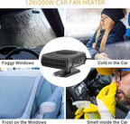 12V Car Heater, 200W Portable Windshield Defroster with Heating/Cooling Fan and Plug in Cigarette Lighter Fast Heating Defrost Defogger with Ergonomic Handheld Design for All Kinds of Cars (Black)