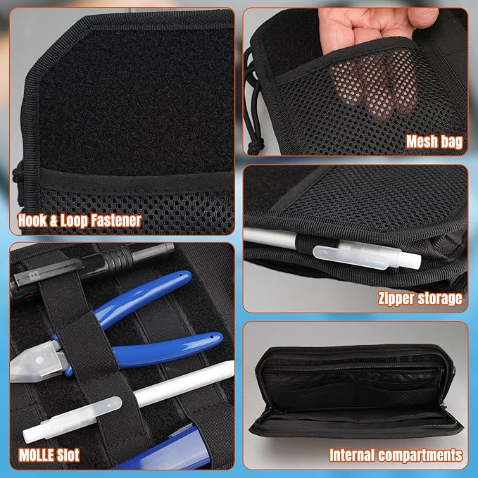 Molle Car Visor Organizer, Tactical Truck Accessories for SUVs Jeep, Sunglasses Holder & Zipper Pouch, Car Organizers and Storage, Semi-Rigid Panel, Police Gear Storage for Pickup Patrol