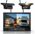 HD 1080P Dual Wireless Backup Camera: 1-Second Magnetic Easy Install RV Backup Camera with 7-inch Split-Screen DVR Monitor - 15200mAh Solar Battery, Up to 3-Day Trip for RV Camping & Travel Trailers