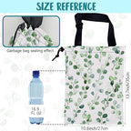 Car Garbage Bag Watercolor Green Leaves Hanging Canvas Car Trash Bag Drawstring Car Back Seat Organizer for Car Back Front Seat Console with Adjustable Buckle