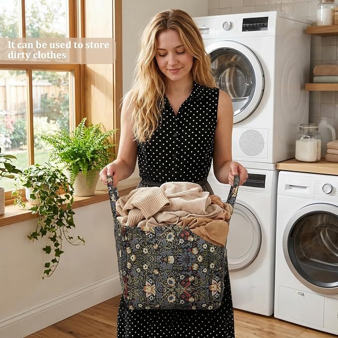 Floral Fabric Storage Basket Car Interior Storage Basket Underwear Sundries Laundry Baskets Supplies Home Organizer Bag (style 5)
