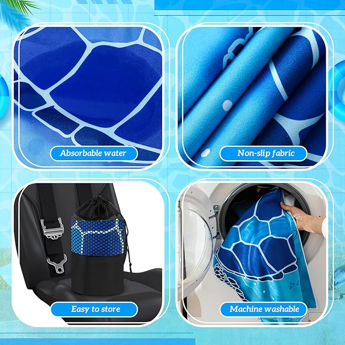 Car Seat Towel Covers with Storage Bag, 63 x 32 Inch Universal Non Slip Waterproof Sweat Protector for Car Truck, Gym Swimming Running, Machine Washable(2 Pack,Sea Turtles)