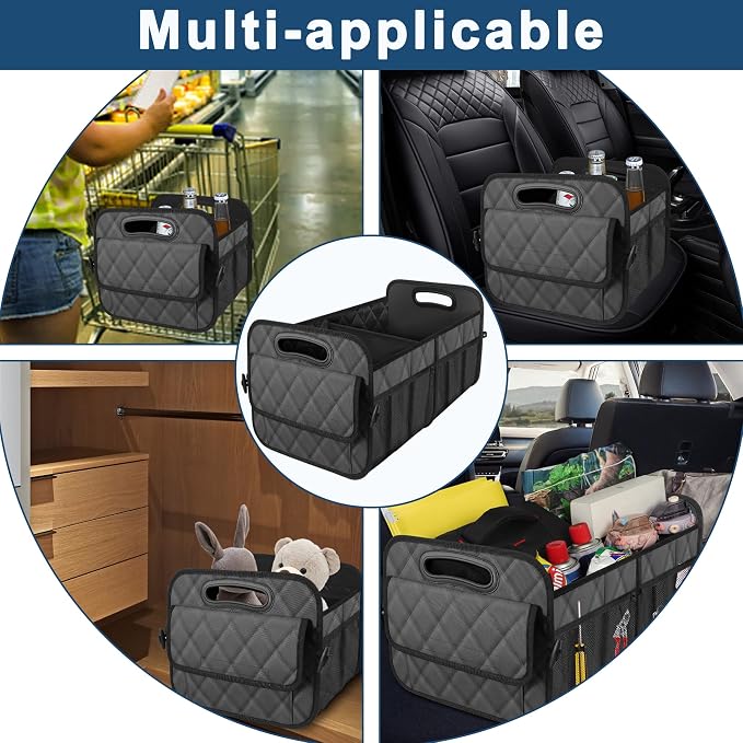 Car Trunk Organizer for SUV, Car Organizers and Storage with Reinforced Handles, Car Accessories for Women/Men 70L Waterproof Polyester Trunk Organizer(Large, Charcoal)
