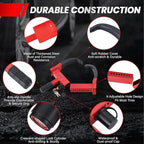 2 Pack Trailer Wheel Lock | Heavy Duty Anti Theft Wheel Clamp Lock with 3 Keys Adjustable Security Tire Lock Fits 7-11" Width Tyres, Great Deterrent for Trailers Car SUV Boats ATVs (Red-Black)